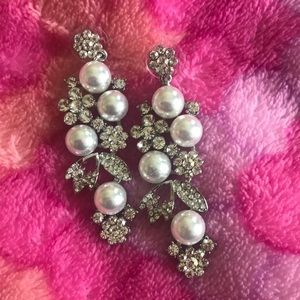 Diamond and pearl earrings